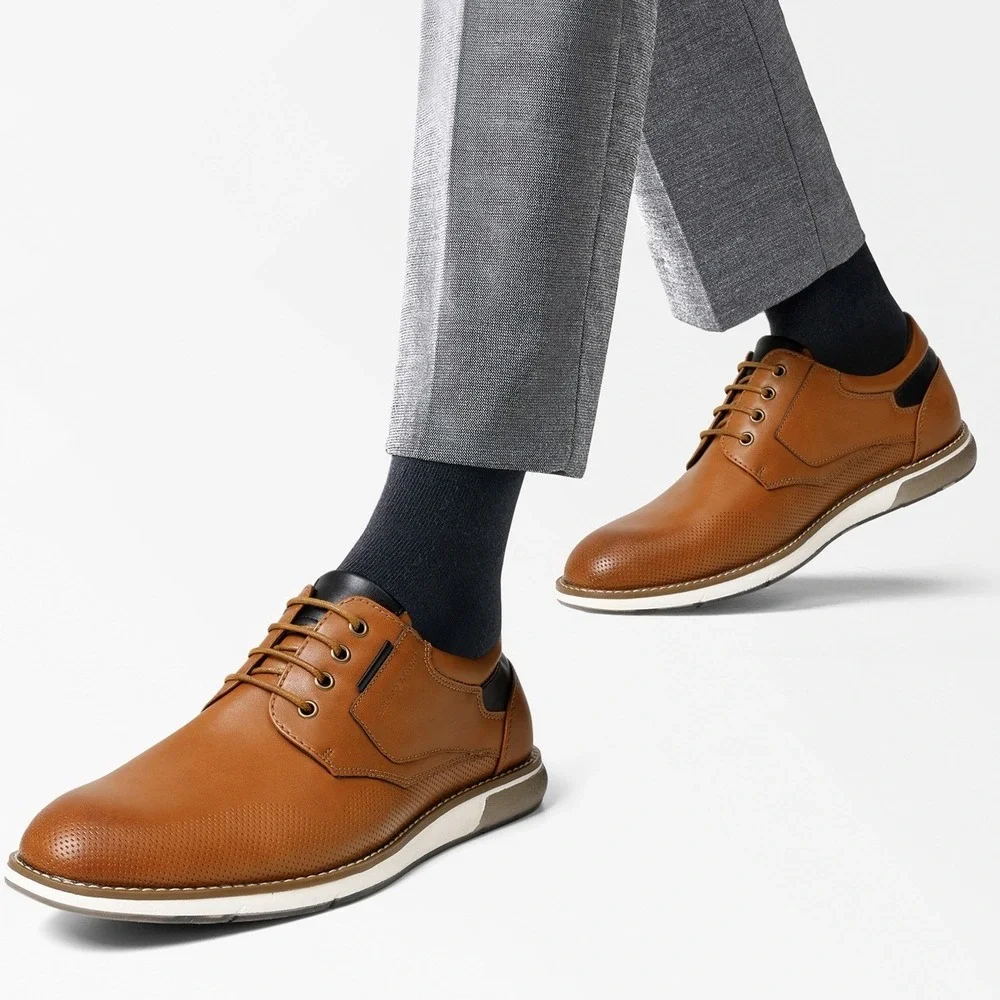 Bruno Marc Mens Modern Casual Oxford Shoes Brown Size 10.5W WIDE NEW